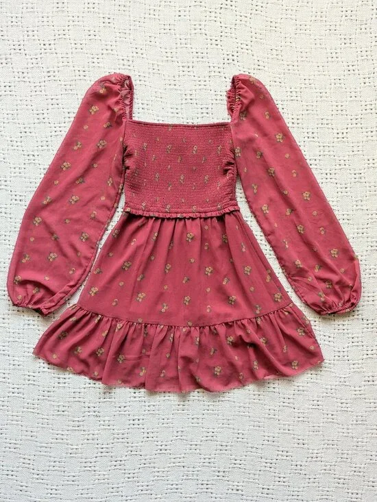 Aritzia Wilfred - Tempest Mini Dress Rosy Red/ Maplewood Size 2XS - Picture 4 of 11